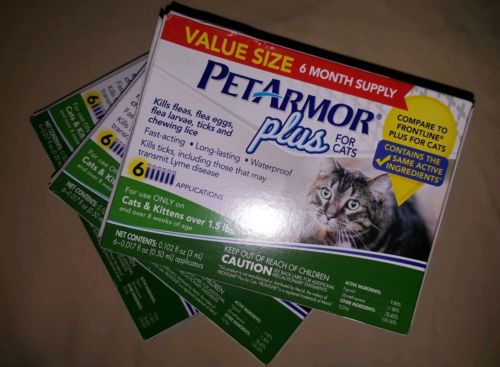 PET ARMOR Plus for CATS Lot of 3-6 Pack Boxes 18 Doses BULK New Sealed Flea Tic