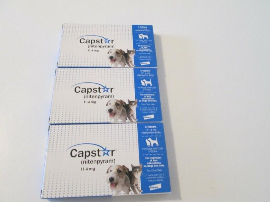 CAPSTAR (nitenpyram) Flea Treatment For Dogs & Cats 2-25 lbs. 3 Boxes 18 Tablets