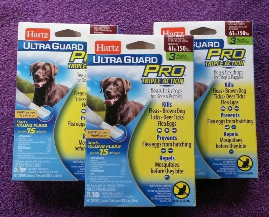 Hartz UltraGuard Pro Triple action for large dogs / 9 mo flea & tick treatment!