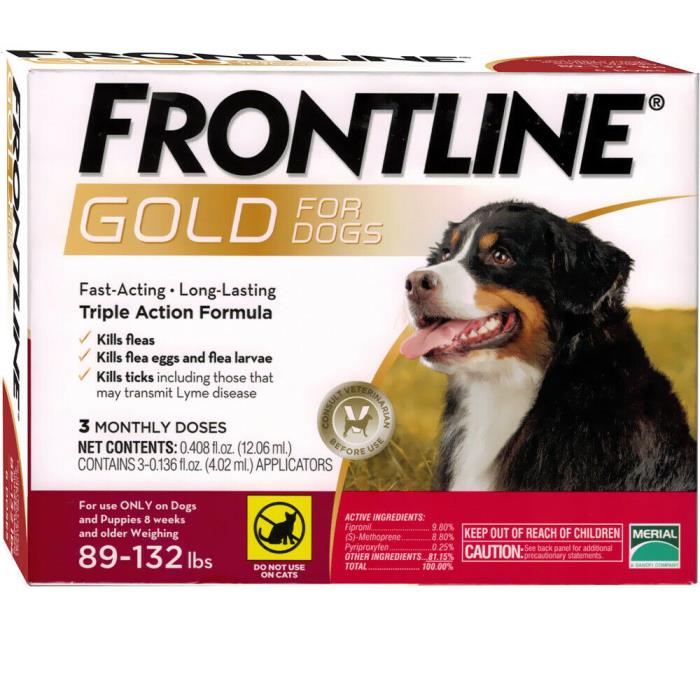 FRONTLINE Plus For Dogs 89 - 132 lbs - RED (3 Months)
