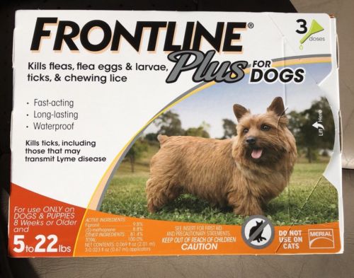 FRONTLINE PLUS FOR DOGS 5 To 22 Lbs BRAND NEW FACTORY SEALED 3 Doses