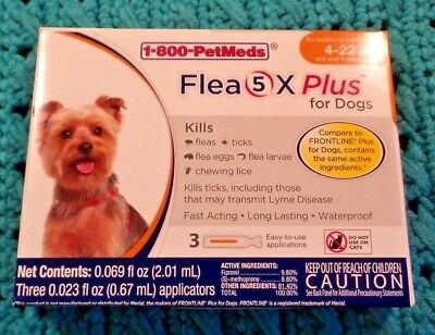 Flea 5X Plus for Dogs 4 - 22 lbs. Flea Tick Treatment Compare to Frontline Plus