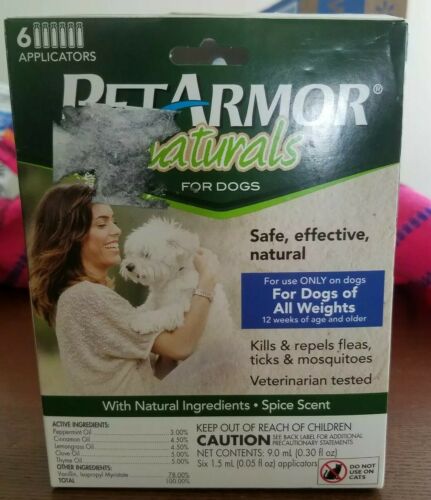 PetArmor Naturals Flea & Tick Topical for Dogs All weights- 6 Month Supply NEW