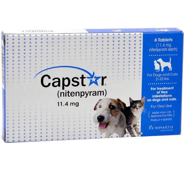 Capstar Fast Acting Flea Tablets for Dogs & Cats, 2-25 lbs, 6 Count 11.4 mg