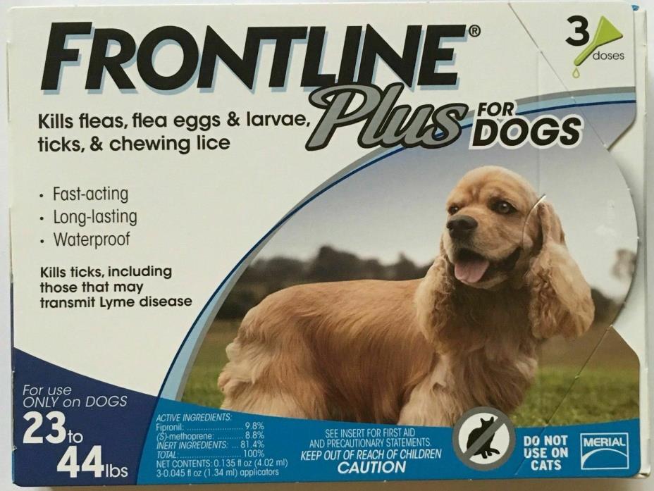 FRONTLINE Plus for Dogs Flea & Tick Medicine MEDIUM BLUE Box 3 Month DAMAGED BOX