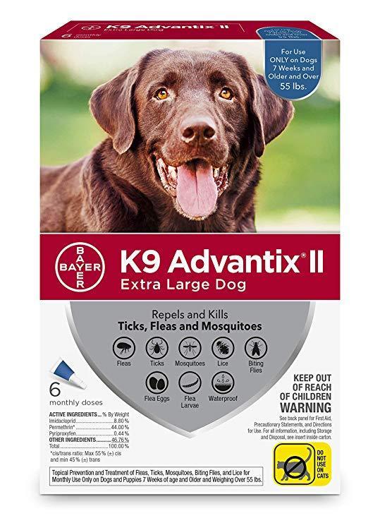 K-9 Advantix II Flea Control (56+ lbs) 4 dose/4 Month Supply