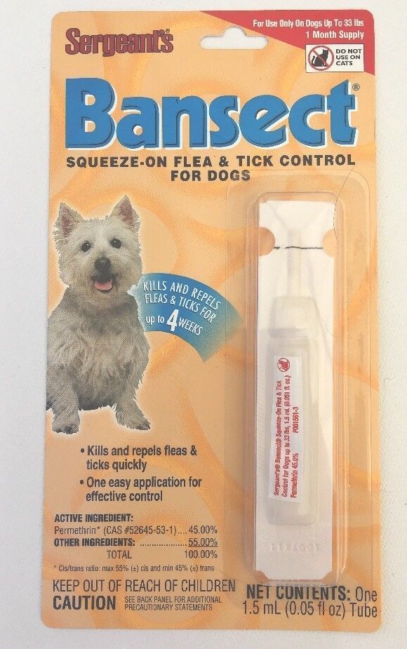 Sergeant's BANSECT FLEA & TICK CONTROL For Dogs Under 33 lbs Small Pet Dog Less