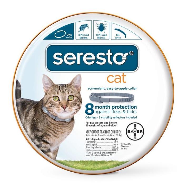 Bayer Seresto 8 Month Flea & Tick Prevention Collar for Cats & Kittens SEALED