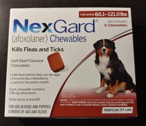 Chewable Flea & Tick Preventative 60-120lb Dog 6 months