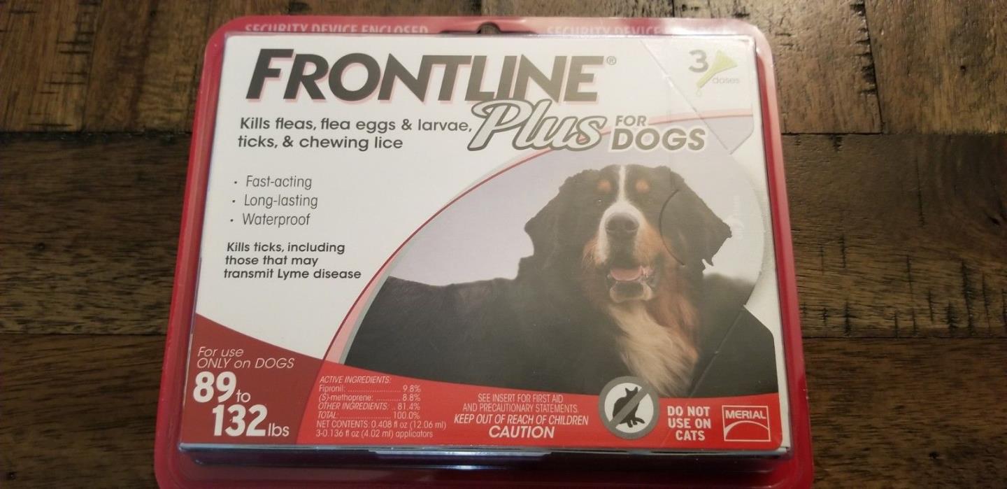 NEW Frontline Plus Flea And Tick Control For Dogs  89-132 Lbs - 3 Mo Supply