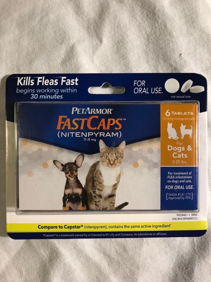 PetArmor Fast Caps Oral Flea Medicine Dogs Cats 2-25 lbs Pet Armor FastCaps 6 Ct