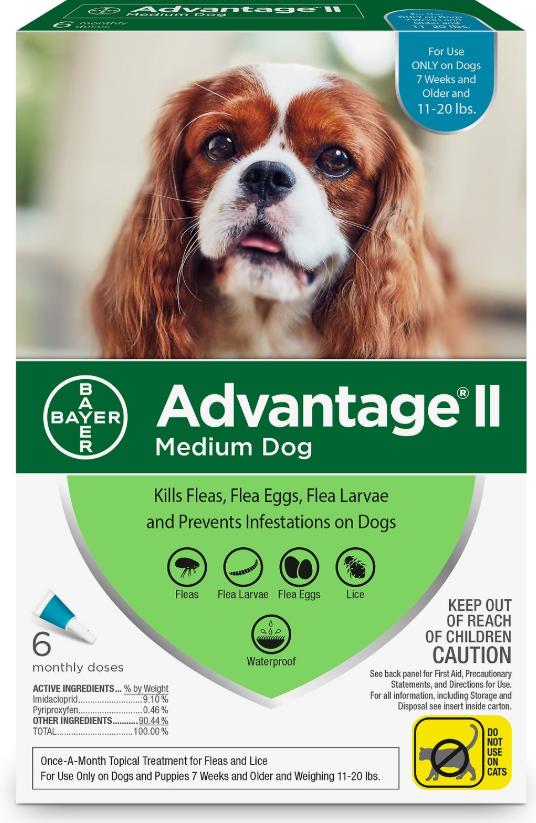Bayer Advantage II Topical Flea Treatment Dogs 11 - 20 lb - 6 counts - FreeShip.