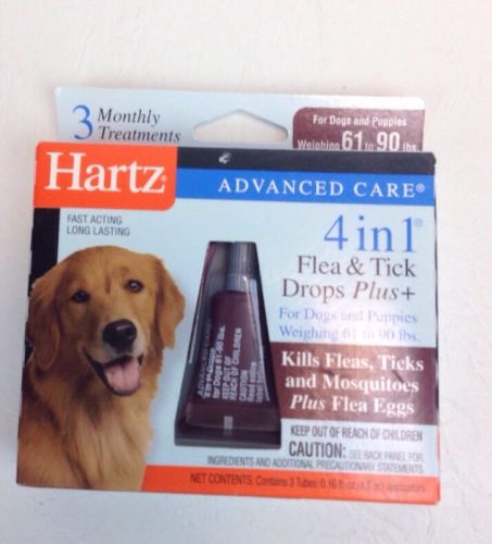 Hartz Advanced Care 4in1 Flea & Tick Drops Plus 61-90 lbs Dog/ Puppy 3mo Supply