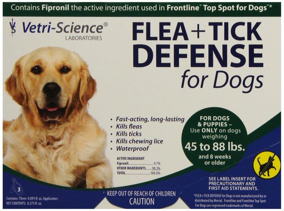 VetriScience Laboratories Flea + Tick Defense for 45 to 88-Pound Dogs and Puppie