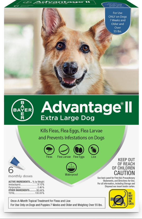 Bayer Advantage II Topical Flea Treatment Dogs - Over 55 lbs - 6 counts FreeShip