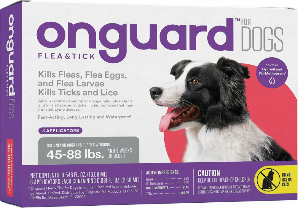 Onguard Flea & Tick Treatment for Dogs, 45-88 lbs, 6 treatments (Compare to Fron