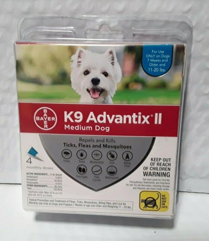 K9 Advantix II Flea Medicine Medium Size Dog 4 Month Supply Pack K-9 11-20 lbs