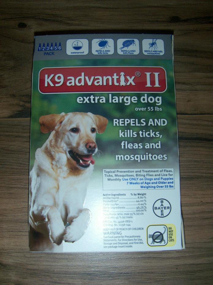 Bayer K9 Advantix II topical XL Extra Large Dogs over 55 lbs 6 Pack 6 doses NIP