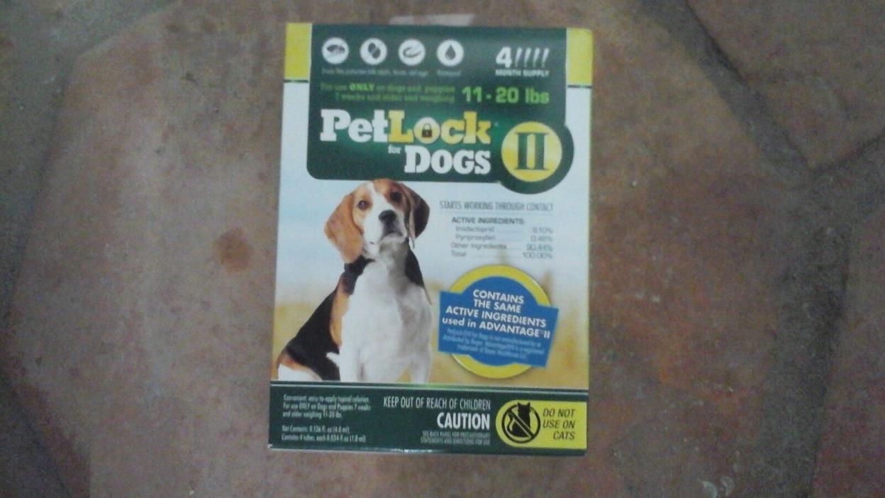 NEW Petlock II for Dogs 11-20 lbs Flea Lice Prevention Topical Spot On 4 pack