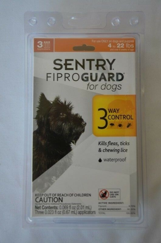 Sentry FiproGuard Topical Kills Flea Tick Lice for Dogs 3 Mo+  4 to 22-Pound NEW
