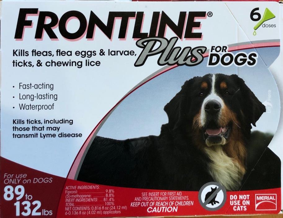 Frontline Plus Flea & Tick Treatment for XLarge Dogs (89-132 Pounds) 6 Doses New