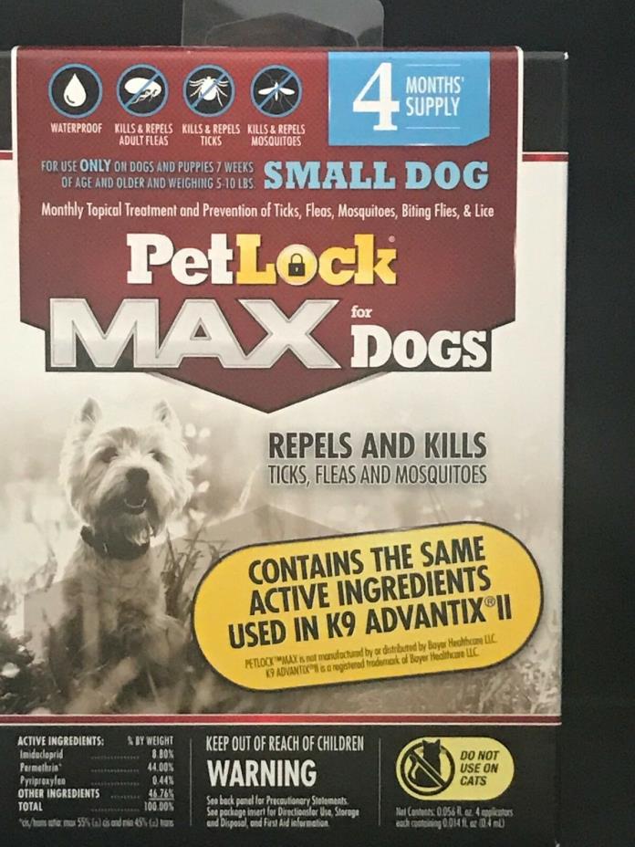 PetLock MAX Flea,Tick, Mosquitoes, biting flies Treatment for Dogs 5-10 pounds