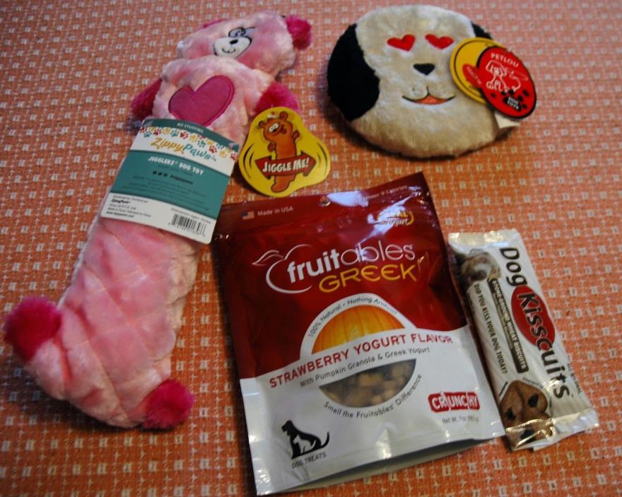 Lot of 4 NEW with Tags Dog Toys and Treats from RESCUE BOX similar to Bark Box