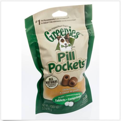 GREENIES PILL POCKETS FOR DOGS 3.2OZ TABLET CHICKEN FLAVORED