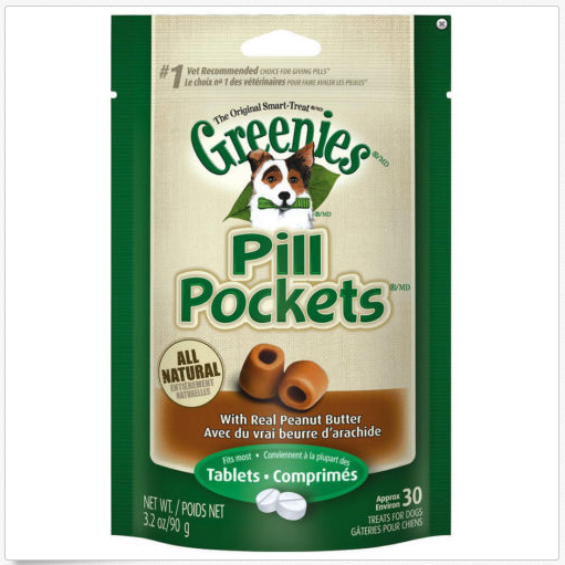 GREENIES PILL POCKETS FOR DOGS 3.2OZ TABLET PEANUT BUTTER FLAVORED