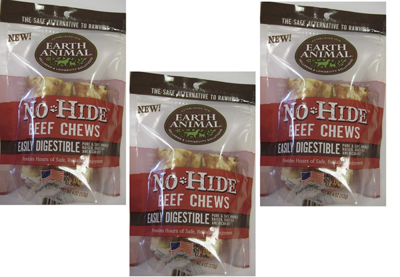 (3 Packages) Earth Animal No-Hide Beef Chews 4