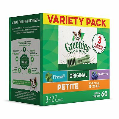 GREENIES 3-Flavor Variety Pack Petite Dog Dental Chews 36 Ounces 60 Treats
