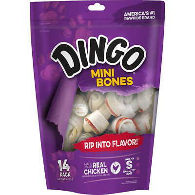 DINGO - Mini Meat in the Middle Rawhide Chew Bone - 14 Bones (6 oz./170 g)
