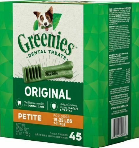 Greenies Original Dental Dog Treats 45 Count  Petite (15-25 lbs)