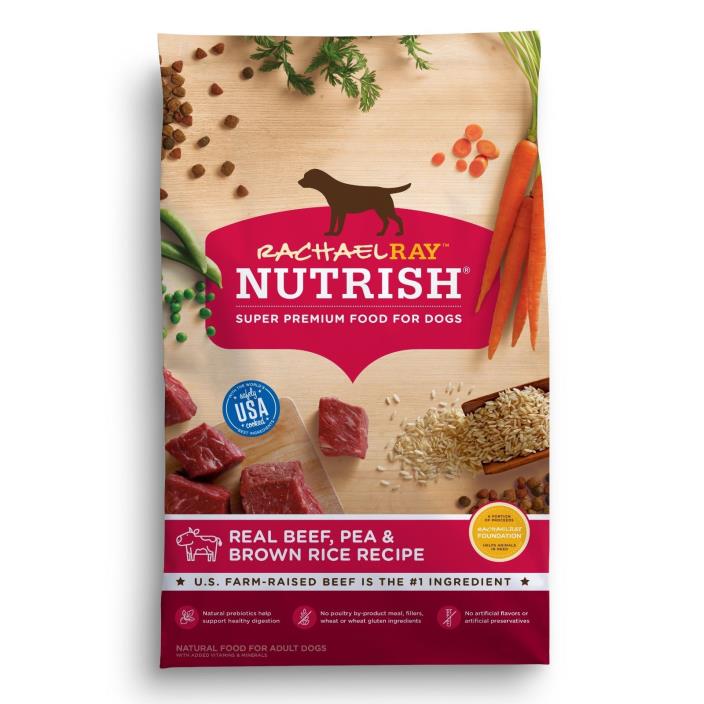 42 lbs Rachel Ray Nutrish Natural Dry Dog Food Real Beef Brown Rice Recipe