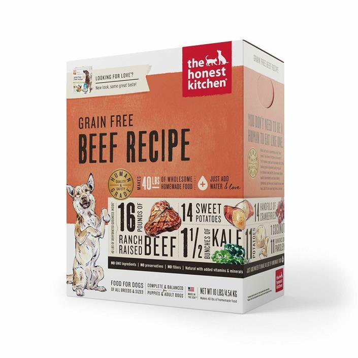 The Honest Kitchen Grain-Free Beef Recipe Dehydrated Dog Food 10-lb box