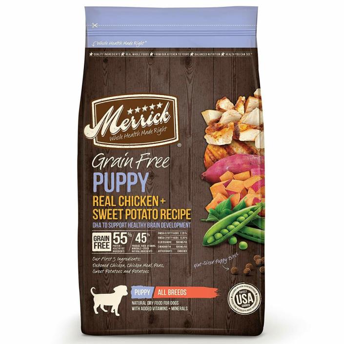 Merrick Grain Free Puppy Real Chicken & Sweet Potato Dry Dog Food, 25 Lbs.