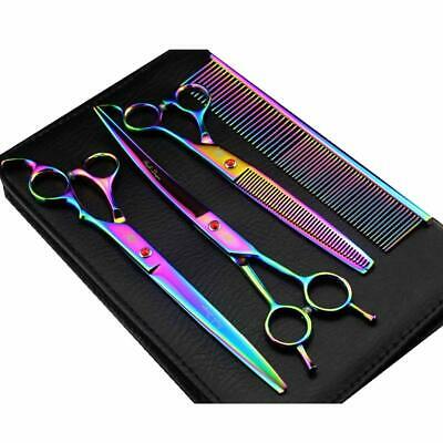 Purple Dragon 8.0 inch Dog Hair Cutting Curved and Thinning Scissors Shear Pet
