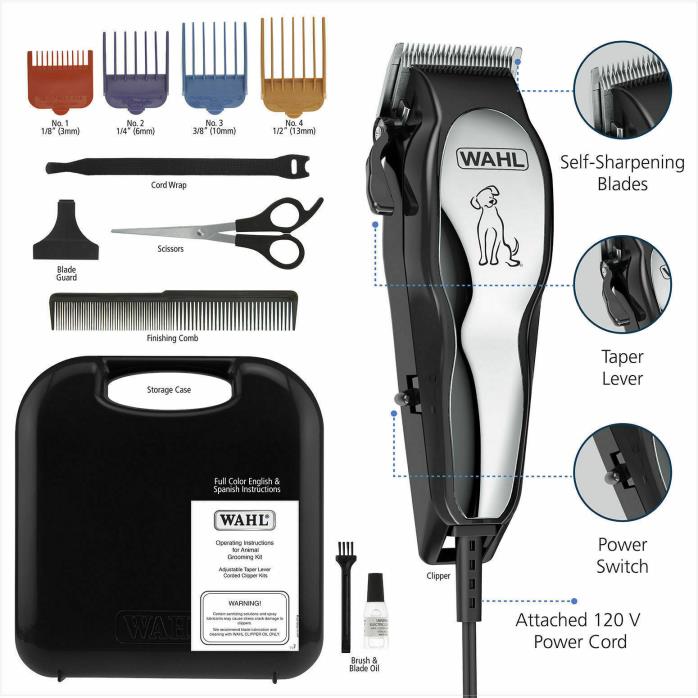 Pet Professional Thick Hair Complete Set Heavy Duty Dog Grooming Clipper Kit