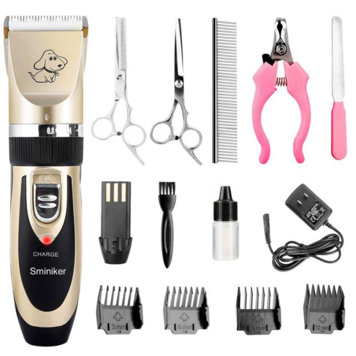 Sminiker Professional Rechargeable Cordless Dogs and Cats Grooming Clippers - Pe