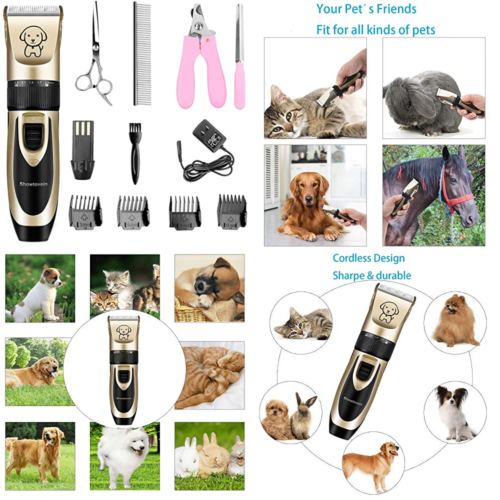 Pet Grooming Clipper Kits Low Noise Rechargeable Cordless Quiet Cat Dog Groomer