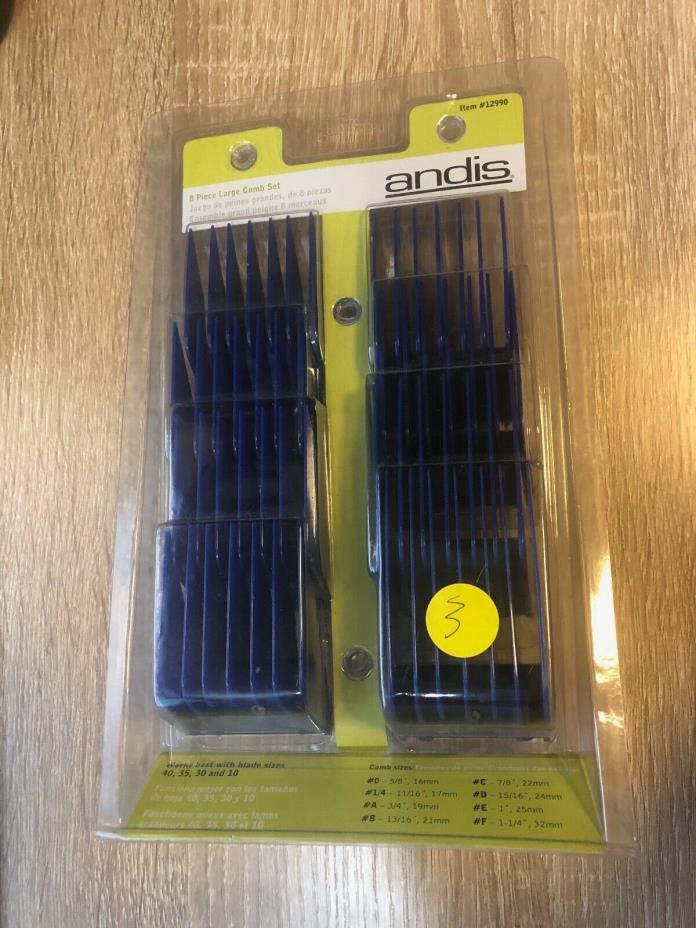 ANDIS 8 PIECE LARGE COMB SET for Hair Clippers 12990 NEW