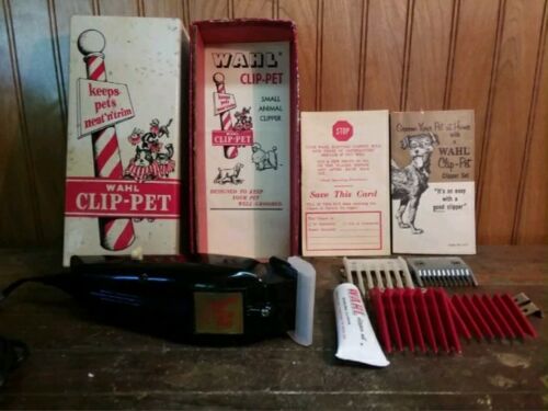 Vintage Wahl Clip-Pet Grooming Clippers Used With Original Box # 9160
