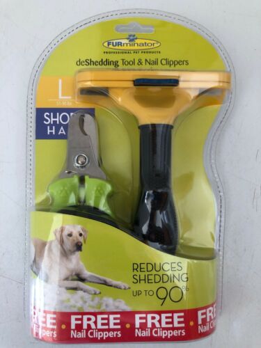 FURminator Short Hair deShedding Tool Large for Dogs 4 Inches + Nail Clippers