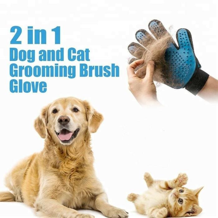 Pet Grooming Glove Hair Removal Deshedding Dog Cat Massage Hand Brush (1 Pair)