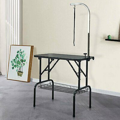 Vecelo Pet Grooming Table with Adjustable Arm Clamp and Mesh Tray