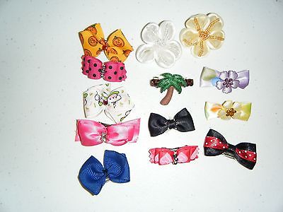 13 BOWS FOR YOUR PRINCESS TOP KNOTS OR PONY TAILS...JUST BEAUTIFUL WITH CRYSTALS