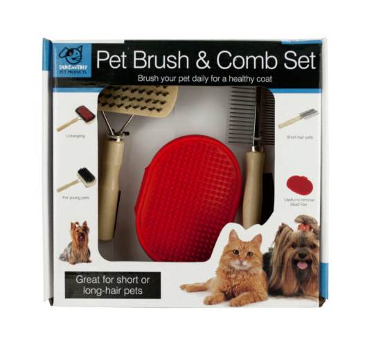 3-Pc Pet Brush and Comb Grooming Set [ID 3781002]