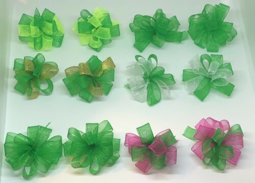 Dog Bows Pet Grooming Green St Patrick’s Day Top knot ear bows Collar Qty 12