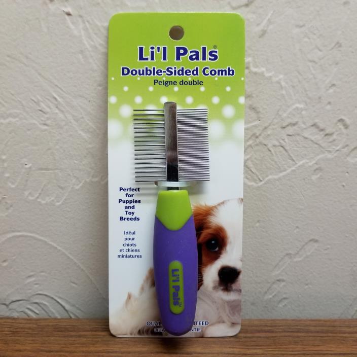 Li`l Pals Double-Sided Purple and Green Grooming Comb for Dogs, Extra Small Dogs