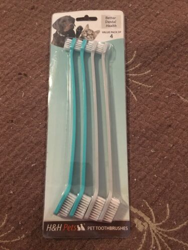 4 Pack H&H Pet Toothbrushes New